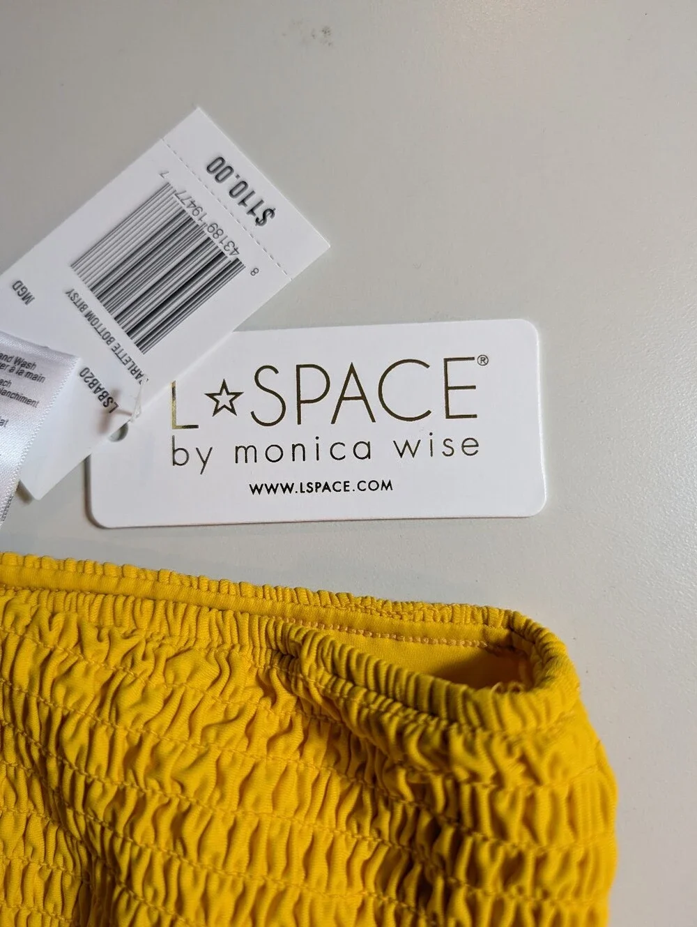 L Space By Monica Wise XS Woman's Barlette High-Waist Swim Bottoms - Yellow NWT